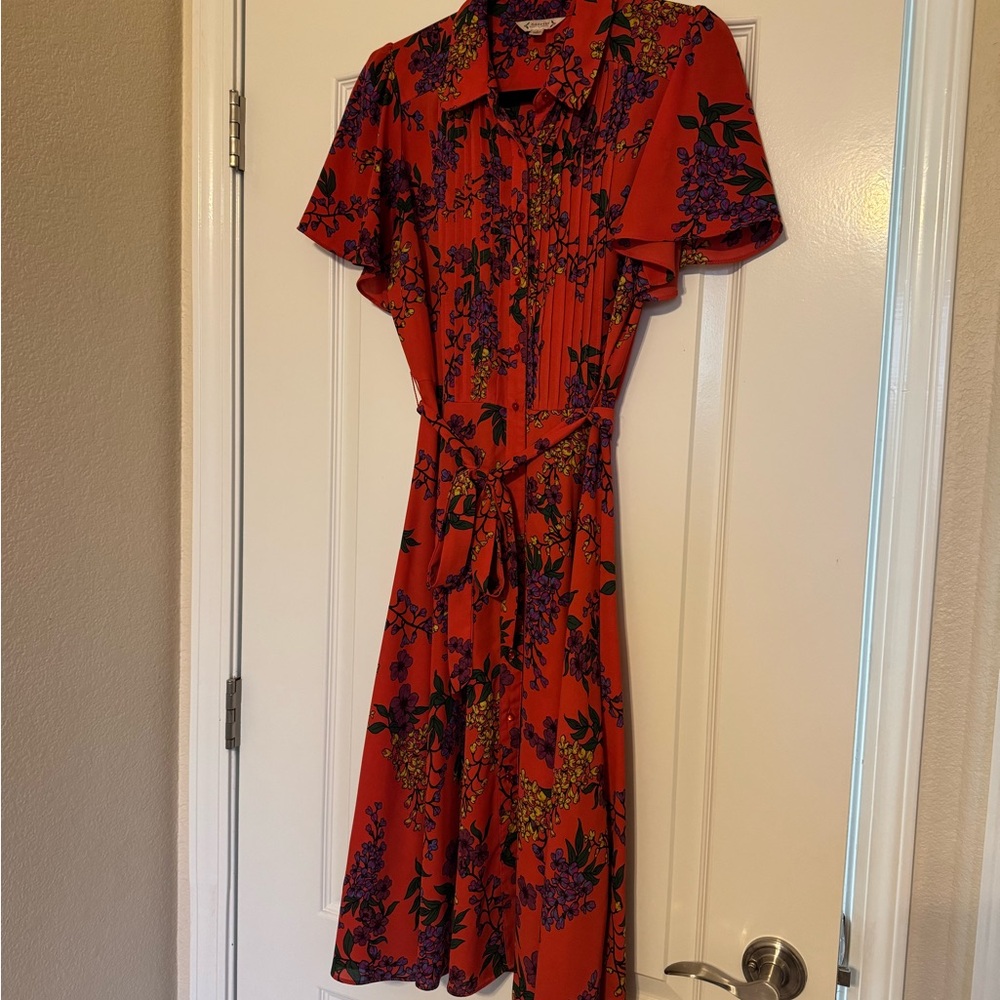 Nannette Lepore Red Floral Midi Dress - Picture 1 of 7